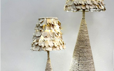 Beaded Petal Table or Floor Lamp